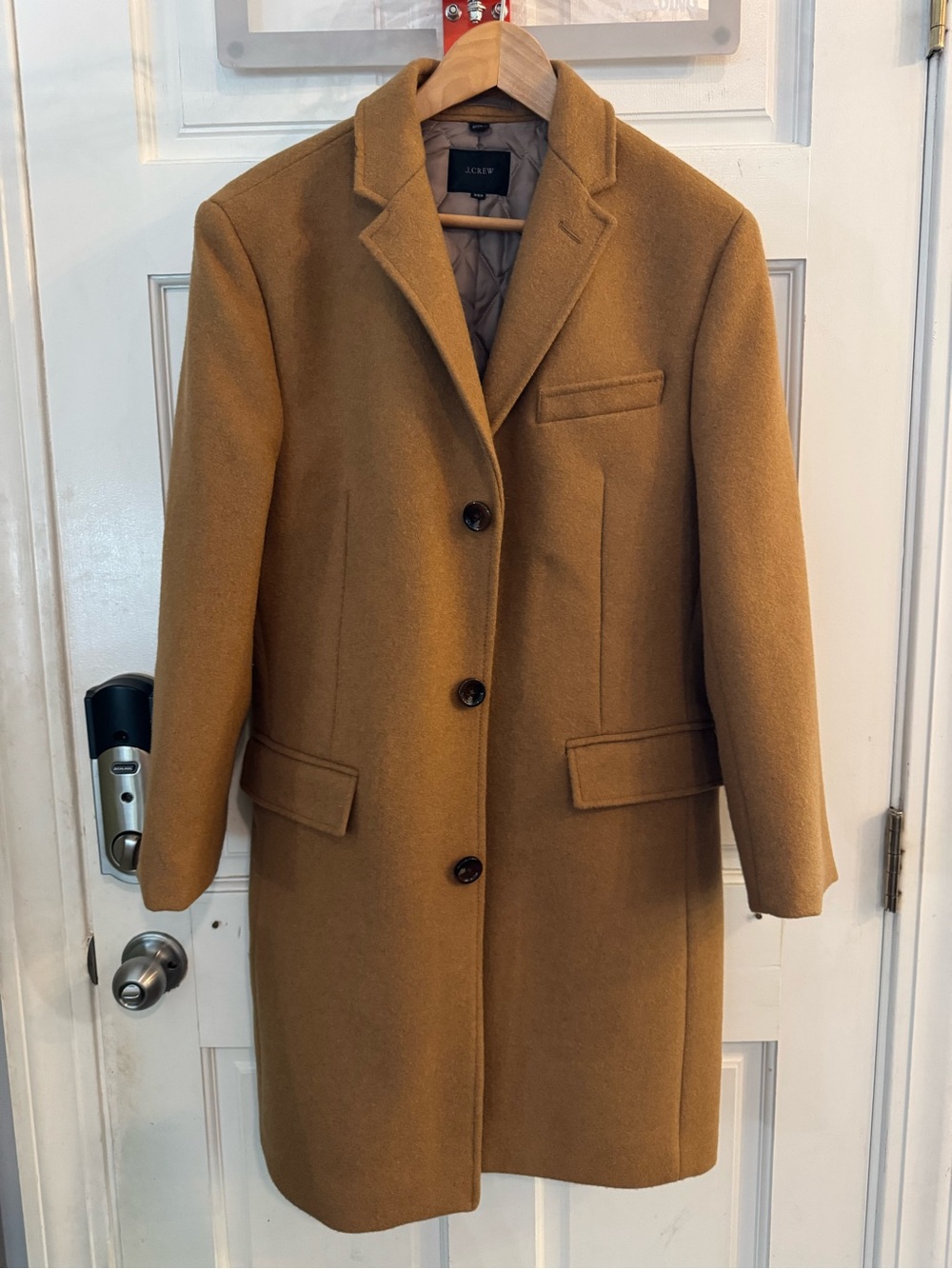 J.Crew Men's Camel Wool Topcoat / Overcoat - Size 38S - NEVER WORN